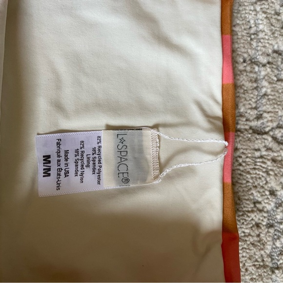 L*Space Seaesta Surf Gingham Plaid Desi Bikini Bottom Tan Orange Pink: Medium - Picture 5 of 7